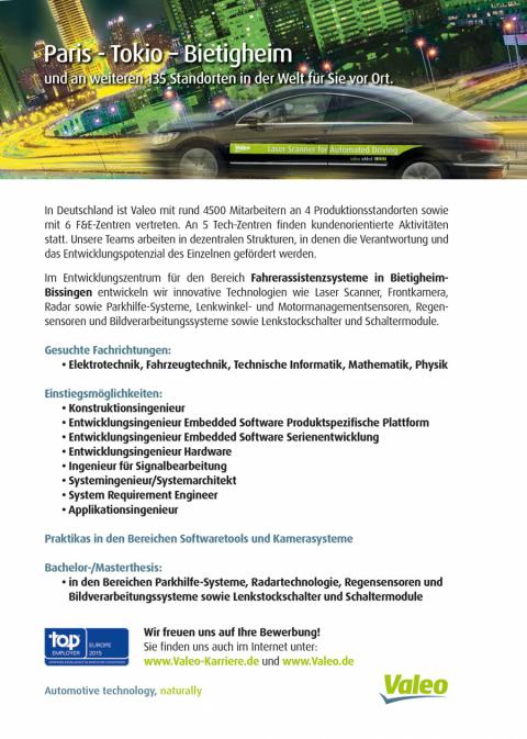 在以下位置获取职业机会和商业信息: Valeo Schalter und Sensoren GmbH